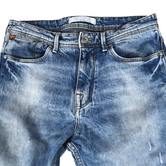 Zara Man Premium Denim Jeans Size 31 x 31 Distressed Wash Straight Fit Rugged - Picture 3 of 10